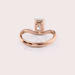 IGI Certified Radiant Cut Lab Grown Diamond Solitaire Engagement <b>Ring</b> in 9K White / Rose & Yellow Gold Modern Sculpted Band - Product Image 3