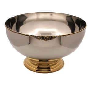 Tazón de mesa central para servir con acabado dorado y plateado Base sólida Centro de mesa duradero para bodas Fiestas Eventos - Product Image 1