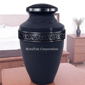 Urnas de cremación de Metal grabadas con banda Floral negra de carbón, colores personalizados, venta al por mayor, precio bajo, almacenamiento de cenizas conmemorativas, funeral - Product Image 3