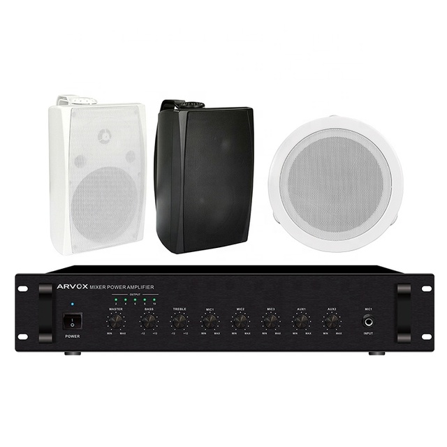 WS9 Club Full Set Commercial PA System BT-Connected Wooden Church Office Amp Ceiling Speaker Metal Musical Surround Sound