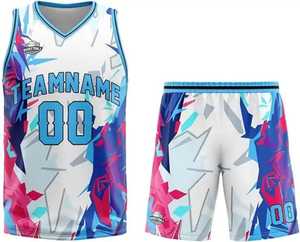 Ensemble d'uniformes de basket-ball sublimés sur mesure de haute qualité, ensemble de short et maillot de basket-ball réversible cousu avec logo brodé - Product Image 3