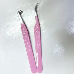 ชุดแหนบต่อขนตาสีชมพูอ่อน 10 มม. ปลายเรียบ ด้ามจับสแตนเลส น้ำหนักเบา ป้องกันแม่เหล็ก จับถนัดมือ - Product Image 1