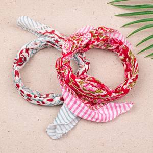 Ensemble de 2 bandanas en coton, foulard pour cheveux et cou, imprimé à la main, réutilisable - Product Image 6