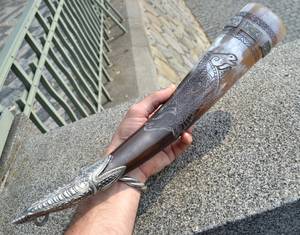 Viking Best Quality Eco-Friendly Drinking Horn with Carved Animal Design Food <b>Safe</b> Metal Stand for Weddings Home Hotel Souvenir - Product Image 6