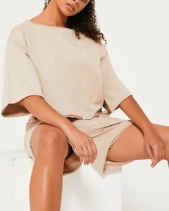 High Quality 2-Piece 100% Cotton Jersey <b>Shorts</b> <b>Set</b> Oversize Cropped <b>T</b>-<b>shirt</b> &<b>Shorts</b> Top Selling Quick Dry <b>Women</b> <b>short</b> <b>set</b> - Product Image 3