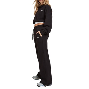 Conjunto de Sudadera Corta y Pantalones Deportivos de Corte Holgado, Cintura Elástica, Ropa Informal de Manga Larga, Felpa, para Producción al por Mayor OEM ODM - Product Image 1