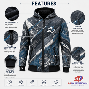 OEM Custom <b>Techwear</b> Hoodie Steel Mechanical Graphic Full Zipper Streetwear <b>Jacket</b> Wholesale Private Label - Product Image 6