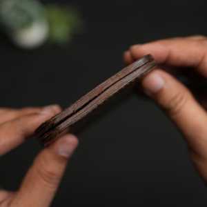 Portefeuille homme classique en cuir pleine fleur marron foncé gaufré, fait main, article 55 - Product Image 3