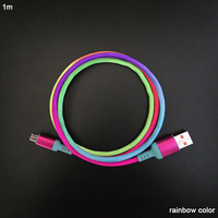 Cables USB a Micro USB V8 de Android, Tejidos, con Diseño Creativo, Brillantes, Multicolores, con Degradado de Arcoíris