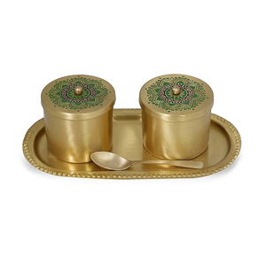 Pots à condiments en laiton avec plateau et cuillère de vente en gros - Product Image 1