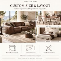 Ensemble de meubles personnalisés pour toute la maison : canapé en similicuir, lit en tissu, table à manger avec base en acrylique, armoires en placage de bois et cuir