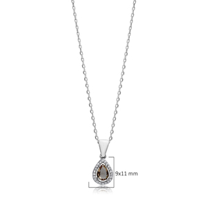 Collier pendentif élégant en zircon, design goutte de perle, géométrique, turc, vente en gros, argent sterling 925, fait main, tiers - Product Image 3