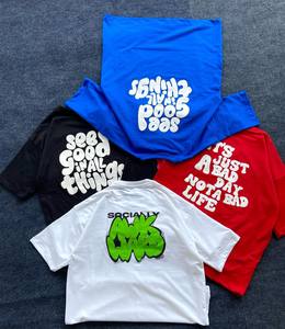 Unisex Plain 100% Cotton Custom T Shirt Puff Print Oversized <b>Tshirt</b> Blanks,3D Puffer Custom T-Shirt,Custom 3D Puff Print T Shirt - Product Image 4