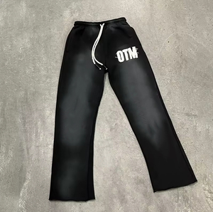 Pantalon de survêtement évasé vintage OEM personnalisé Streetwear Patch de broderie en éponge française en coton lavé à l'acide pantalon de survêtement évasé pour hommes - Product Image 3