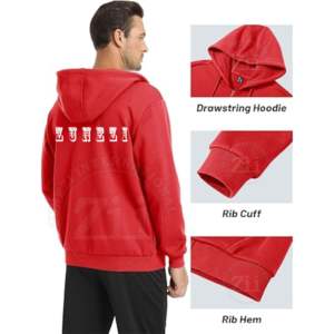 Sweat-shirt à capuche en molleton à col rond, coupe classique, poche kangourou, pull-over, broderie unisexe, respirant, hiver, 100% coton - Product Image 4