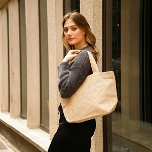 Medium Versatile Jute Tote with Solid Color Pattern - Product Image 3