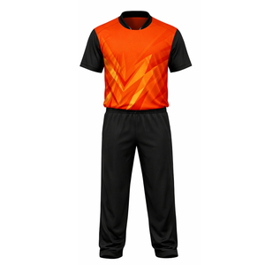 Uniforme de Cricket Naranja para Hombre, Sublimado, Transpirable, Diseño Geométrico Atractivo, Conjunto de Camiseta y Pantalones de Cricket, Ropa Deportiva Profesional para Equipos - Product Image 1