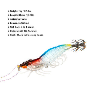 Haute qualité 8cm naufrage lent lumineux ABS bois crevettes gabarit efficace seiche appât leurres de pêche pour brochet 10g rivière lac - Product Image 3