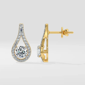 Boucles d'oreilles pendantes en diamant de culture pour femmes, taille ronde, or blanc 14 carats, couleur E, certifiées IGI, style romantique - Product Image 3