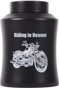 Urne de moto noire décorative en métal sur mesure pour les cendres Urne funéraire pour hommes adultes Crémation funéraire pour papa pour les services commémoratifs - Product Image 2