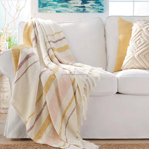 Drap en coton personnalisé, plaid de luxe blanc à glands faits main, pour décoration de maison, vente en gros, - Product Image 4