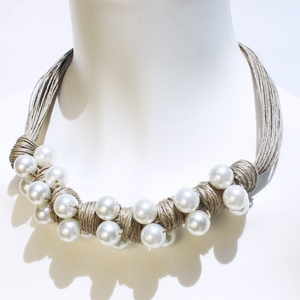 Collier de bijoux de mode pour femme Perles de verre et coton de luxe fait à la main Collier fantaisie de différentes couches Cadeau de mariage X Mas - Product Image 3