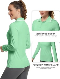 Activewear, camiseta Polo de manga larga para mujer, camisetas Polo de Golf, ligeras, de secado rápido, que absorben la humedad, deportes atléticos de tenis - Product Image 3
