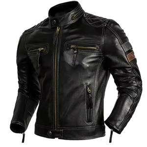 Nouvelle mode de veste en cuir de vachette pour hommes manteau en cuir véritable avec fermetures à glissière personnalisé à la cire veste pour hommes livraison DDP - Product Image 6