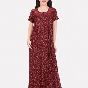 Factory Price <b>Womens</b> Nighty Long Sleeve Cotton Blend Pajama Dress Export Ready - Product Image 3