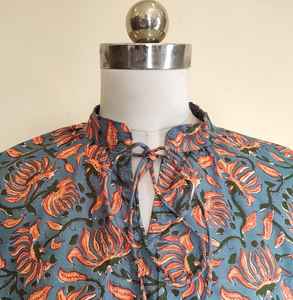 Blouse en coton doux indien, haut court, robe mini à imprimé bloc, style bohème chic, blouson, haut d'été, tunique décontractée pour femmes, léger - Product Image 4