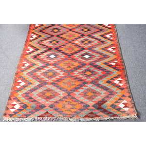 Tapis Kilim Rouge Turc Vintage Élégant 29x87ft Patchwork Design Plat Tissage Laine Jute Tapis Décor Accent pour Couloir 9x12 Grande Taille - Product Image 4