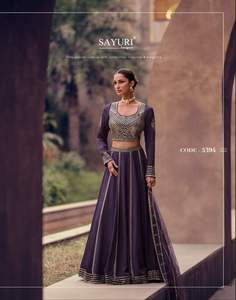 El último diseñador Real Chinon hilo de seda bordado secuencia trabajo Lehenga Choli por Fab Zone - Product Image 2