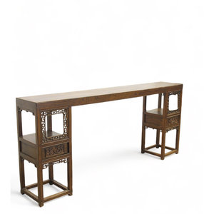 Aged Brown Solid Wood Rectangular Writing <b>Desk</b> with Hand-Carved <b>Drawer</b> Rims Antique Style 1-Year Warranty - Product Image 2