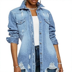 Veste en jean noire élégante pour femme, motif 3D, enduite, avec poches en jean, fermeture boutonnée, décontractée pour toutes les saisons - Service OEM - Product Image 3