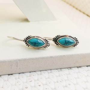 Wholesale 925 Sterling <b>Silver</b> Earrings with Turquoise Cab Gemstone Popular Design for Gift - Product Image 2