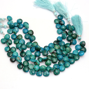 Perles de chrysocolle AAA+ de 11 mm, pierres précieuses lisses en forme de cœur, chrysocolle naturelle, pierres semi-précieuses, perles en vrac pour bijoux - Product Image 2