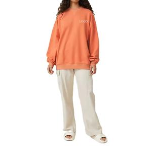 Sudadera OEM con estampado bordado para mujer con hombro caído, patrón largo y sólido, moda de invierno y otoño - Product Image 6