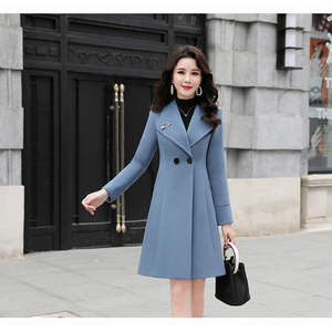 Manteau en laine décontracté coupe ajustée, long, réversible, respirant, avec fermeture boutonnée et zippée, ceinture amovible, tailles XS-XXL, col à capuche, tissé - Product Image 4