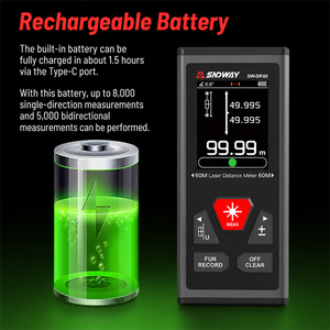 Télémètre laser portatif 60 m rechargeable avec zoom optique 10x IP54 pour la topographie et la construction - Product Image 1