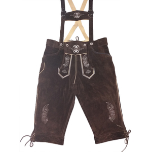 Kniebundhosen traditionnel pour hommes taille haute allemand Oktoberfest bavarois Trachten foncé tissé Style traditionnel Kniebundhosen hommes - Product Image 3