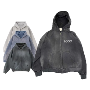 Sweat à capuche imprimé en molleton français 100% coton, lavé à l'acide, vintage, lourd, ample, pour homme, sur mesure OEM - Product Image 1