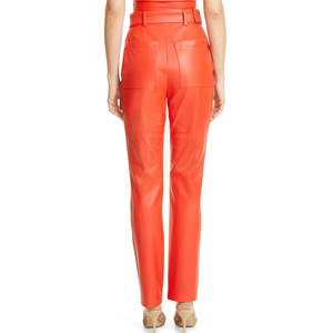 Pantalons pour femmes en cuir PU de haute qualité, taille mi-haute, devant plat, avec logo personnalisé, service OEM, vente en gros - Product Image 3