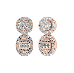 ต่างหูเม็ดกลมเพชรแข็ง14K สีโรสโกลด์แบบปรับแต่งได้ตามต้องการ - Product Image 1