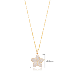 16 mm madre de perla esmalte estrella flor encanto collar turco hecho a mano al por mayor 925 plata esterlina - Product Image 2