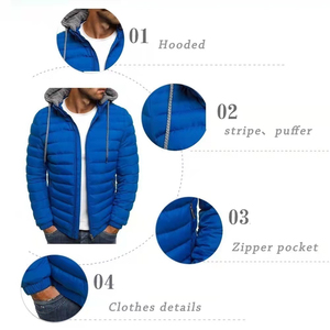 Vêtements d'extérieur chauds décontractés d'hiver pour hommes Nouveau design Manteaux épais à capuche rembourrés en coton avec logo à l'avant - Product Image 6