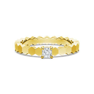 Bague solitaire en or 18 carats avec diamant de laboratoire taille princesse – Collection de bagues élégantes en diamant - Product Image 1