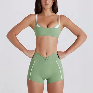 Conjunto de Yoga para Mujer, Tendencia 2026, Nuevo, Spandex/Poliéster, Sólido, Transpirable, Alta Calidad, Casual, Leggings Cortos por Encima de la Rodilla - Product Image 3