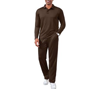 Ensemble de survêtements décontractés 2 pièces pour hommes personnalisés Pull polo tissé et pantalon de survêtement pour tenue de jogging d'hiver - Product Image 2