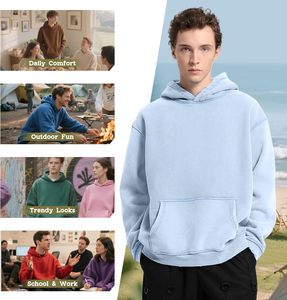 Ensemble de sweat à capuche surdimensionné personnalisé pour hommes 2 pièces pull en coton Jogger Streetwear vêtements d'hiver survêtement en polaire personnalisé teint en plaine - Product Image 6