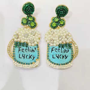 Boucles d'oreilles perlées colorées faites à la main grande taille pour les femmes nouvelles boucles d'oreilles perlées produit de qualité supérieure de l'inde - Product Image 4